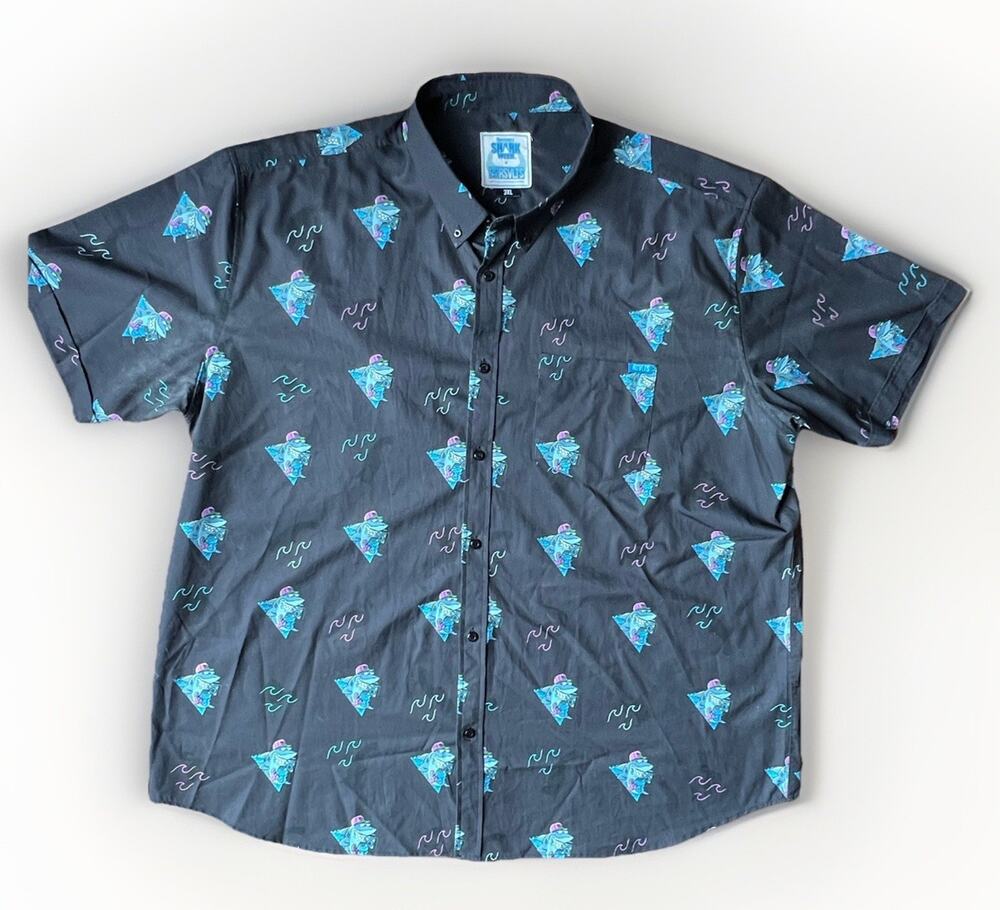 RSVLTS Shark Week Discovery Channel KUNUFLEX Shirt Mens 3XL Sharks Button Up